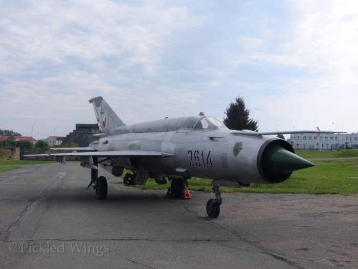 The old guard, a MiG-21 kept preserved at Čáslav. The Gripen replaced it in Czech service in 2005.