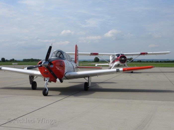 A Beech T-34 Mentor and a DeHavilland DHC-2 Beaver in the vintage section.